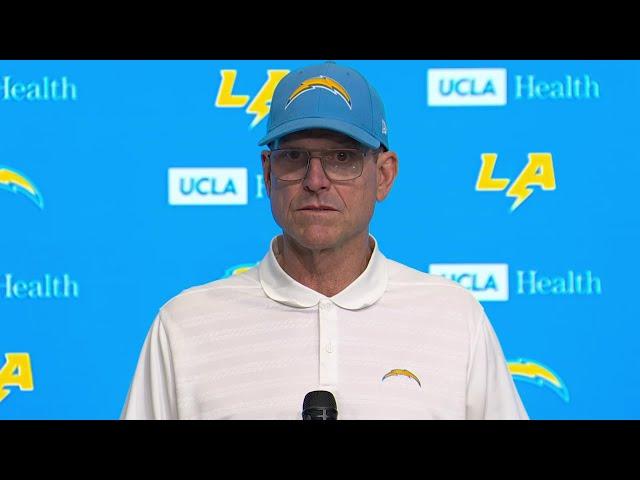 Jim Harbaugh shares his thoughts on free kick & the Chargers W