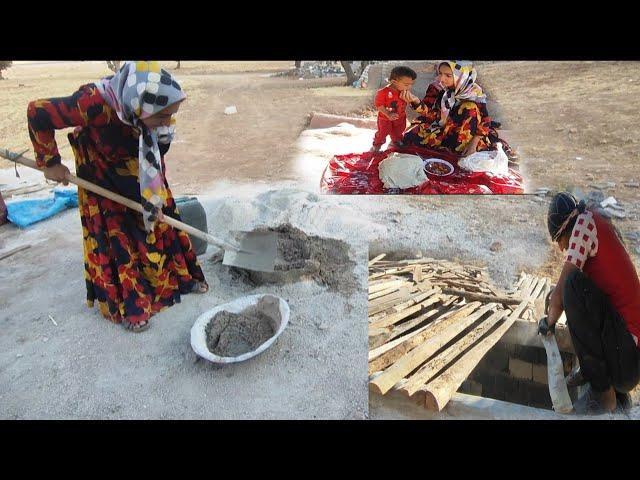 Zahra and Masoud's cooperation in roofing the hut