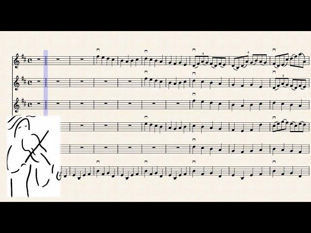 Canon in D. Music Score for String Orchestra. Viola and Cello Solo. Play along Canon in D Orchestra