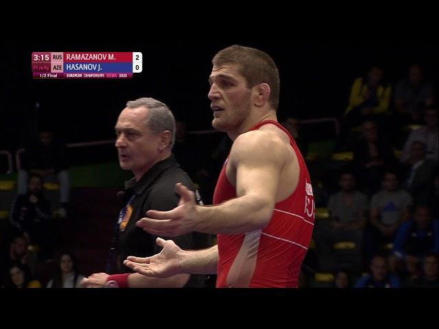 1/2 FS - 79 kg: M. RAMAZANOV (RUS) v. J. HASANOV (AZE)