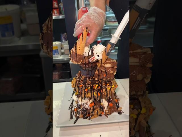 The NUTELLA PEANUT BUTTER WAFFLE TOWER from Elm Street Diner in Stamford, CT!  #DEVOURPOWER