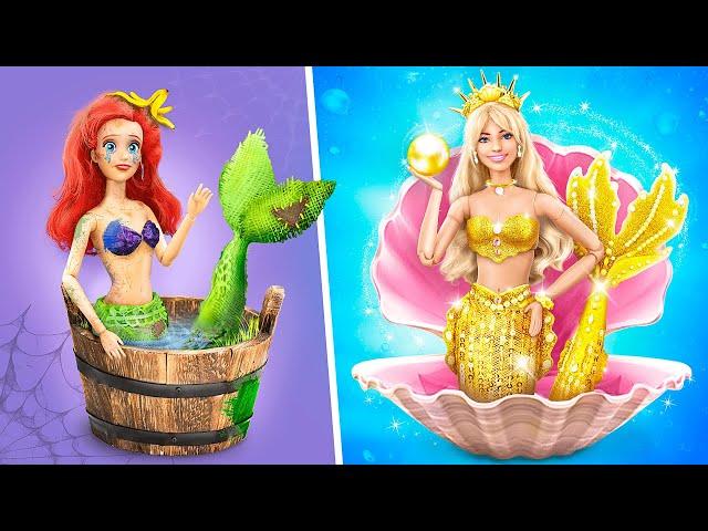 Rich vs Broke Barbie Mermaids / 31 Dolls DIYs