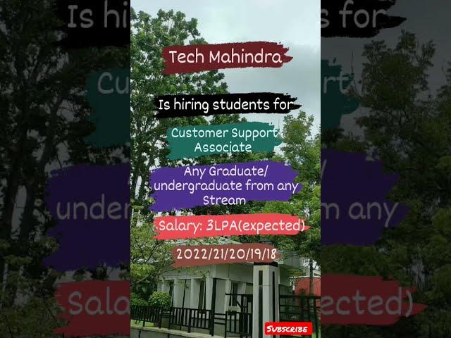 Tech mahindra hiring |Tech mahindra recruitment 2022 #shortsfeed #shorts #jobs  #youtubeshorts