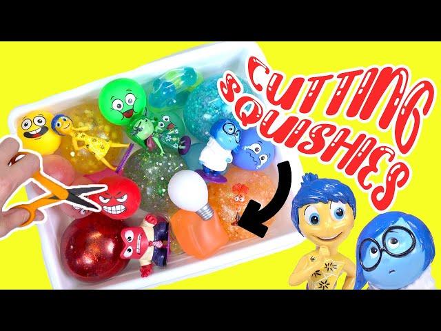 Inside Out 2 Movie Anxiety, Joy, Sadness, Anger Cutting Squishies into One Bowl!