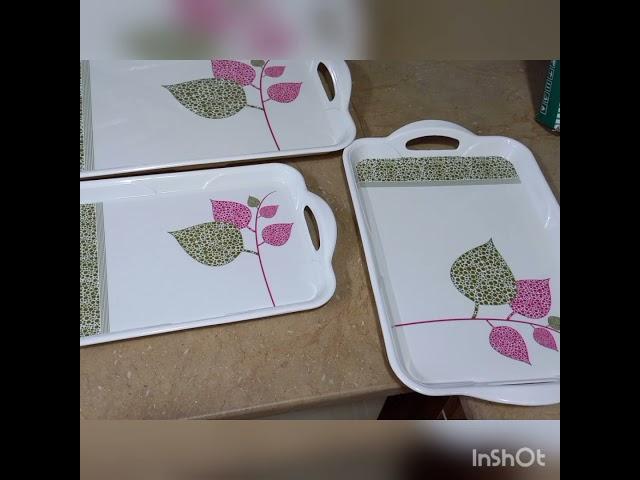 Small Hilton Melamine Tray set 3 pieces Made with Love it's Amazing ....