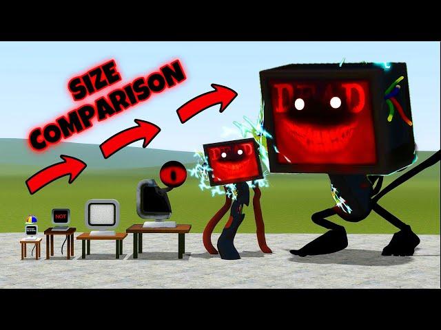 NEW SIZE COMPARISON SPRUNKI MR COMPUTER ALL PHASES 1-10 x NEW SONIC TAPES in Garry's Mod!