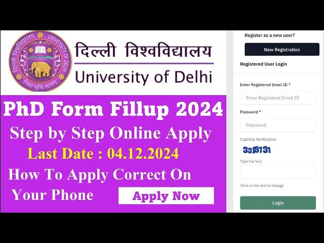 Delhi University PhD Form Fillup 2024-2025 // Step by Step Online Apply Process