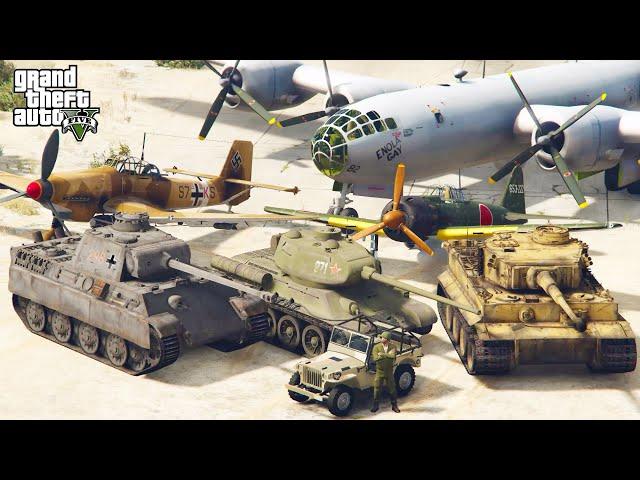 GTA 5 - Stealing World War 2 Vehicles with Trevor! | (GTA V Real Life Cars #38)