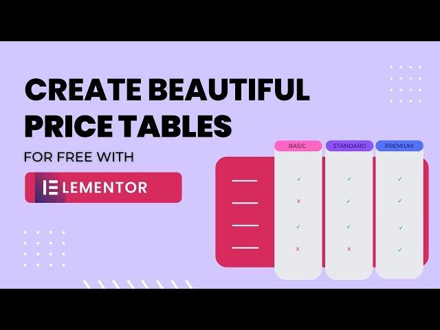 Quick and Easy Price Tables in WordPress with Elementor - Free Plugin Tutorial