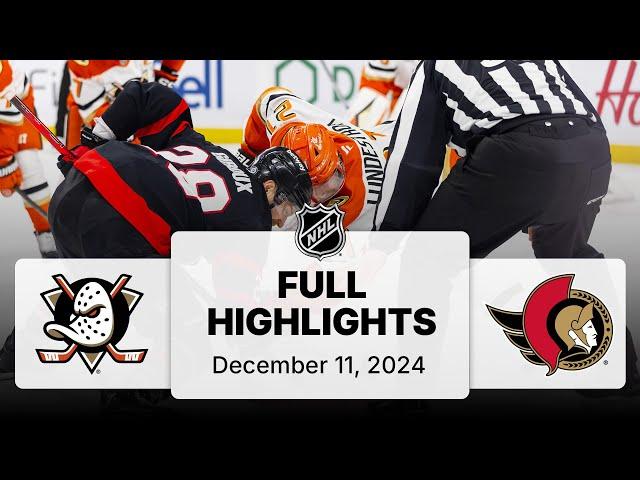 NHL Highlights | Ducks vs. Senators | December 11, 2024