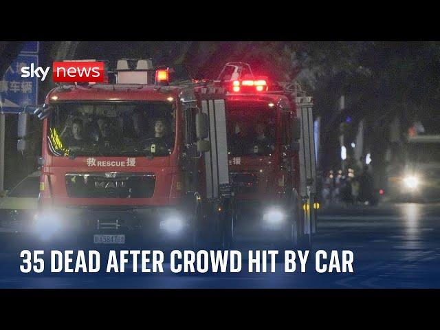 China: 35 people dead after man drives car into crowd at sports centre