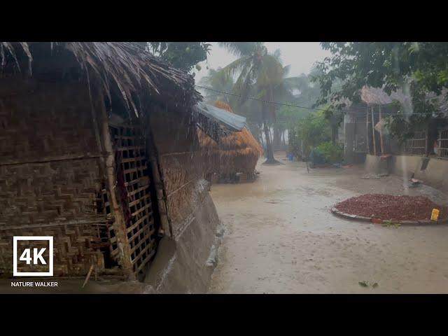 Walking in Super Heavy Rain | beautiful village houses | Village Life | Village rain |  #relax #rain