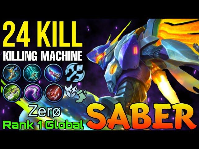 24 Kills Saber Monster Jungler - Top 1 Global Saber by Zerø - Mobile Legends