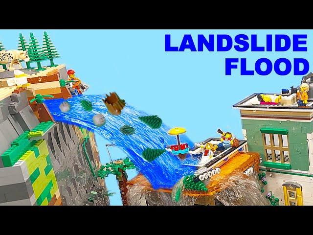 LEGO LANDSLIDE in WATERFALL cause FLOOD CITY - DISASTER Action MOVIE - ep 61