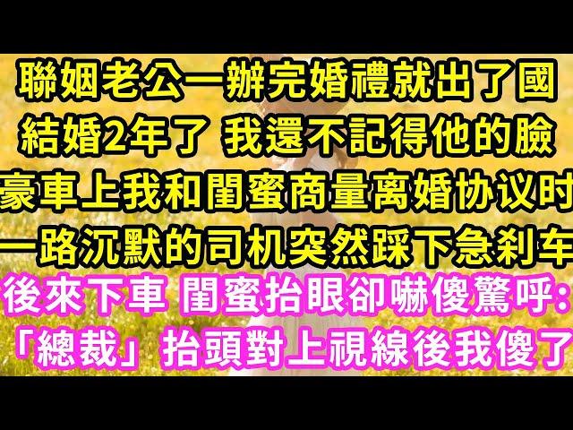 聯姻老公一辦完婚禮就出了國結婚2年了 我還不記得他的臉豪車上我和閨蜜商量离婚协议时一路沉默的司机失控踩下急刹车#甜寵#灰姑娘#霸道總裁#愛情#婚姻