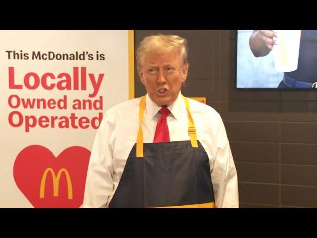 Donald Trump works at McDonald's while on campaign trail