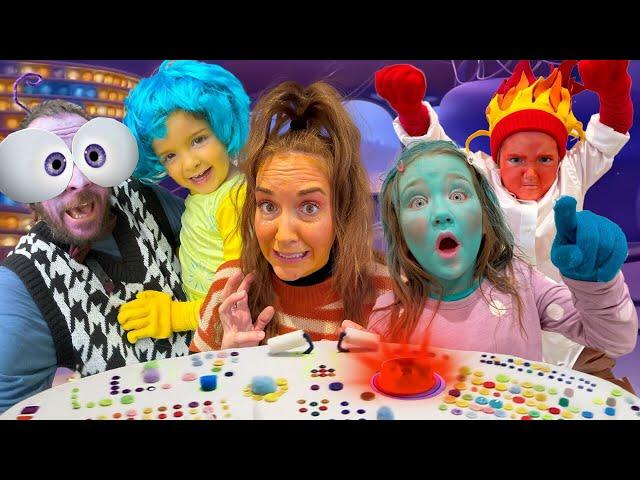 iNSiDE OUT 2 FAMiLY in real life!!  Adley Niko & Navey trick or treat costumes! a Mouse inside House