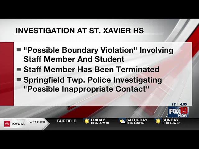 St. Xavier High School staff member fired for possible ‘boundary violation’ with a student