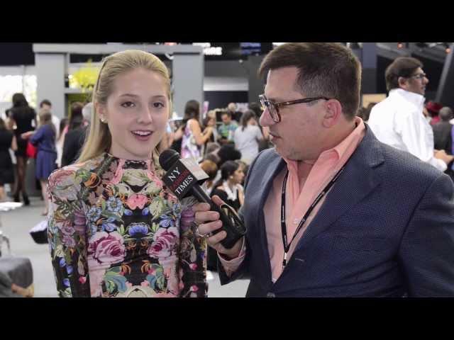 Sarah Ashley interviewed at Mercedes Benz NYFW by NewYorkFashionTimes.com