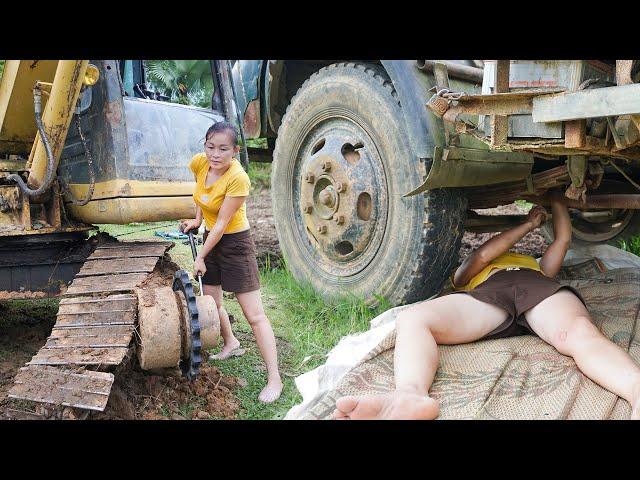 Mechanical Girl Repair And Restore Excavator Drive Chain, Truck Repair - Genius girl