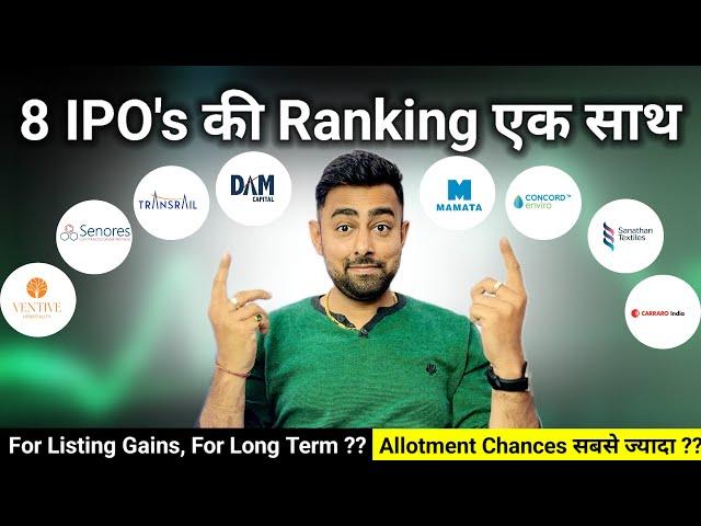 8 IPO’s Ranking एक साथ | 5 Point Comparision | Long Term | Listing Gains | Jayesh Khatri