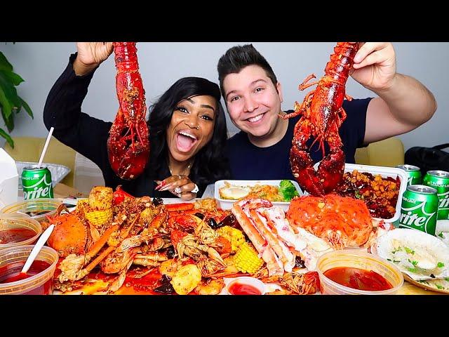 Seafood Boil With Bloves • Whole King Crab & Lobster • MUKBANG