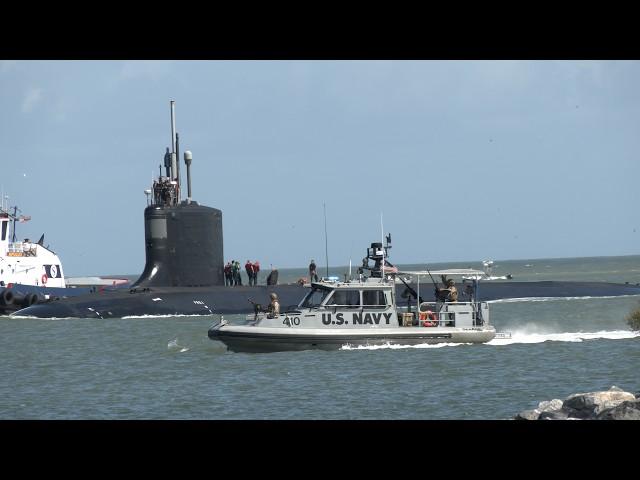 New submarine escorted into base by security forces: USS New Jersey