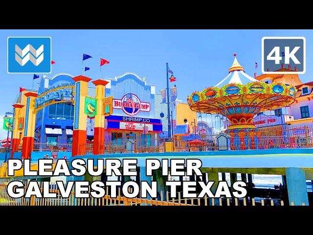 [4K] Historic Pleasure Pier in Galveston Island, Texas USA - Walking Tour & Travel Guide 