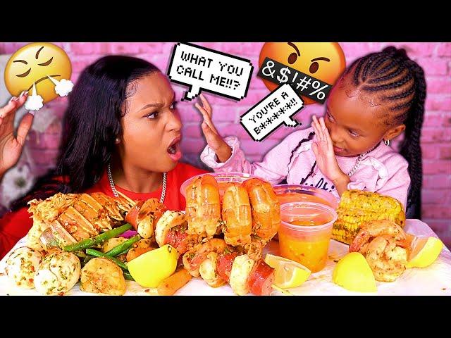 CALLING MY MOM THE B WORD PRANK + MEGA PRAWNS SEAFOOD BOIL MUKBANG | QUEEN BEAST & LAYLA