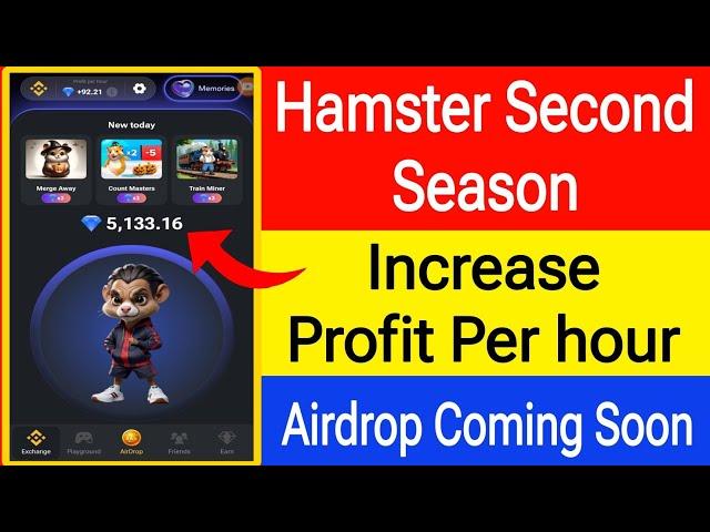 Hamster Kombat increases profit per hour | Hamster second season | Hamster new card update