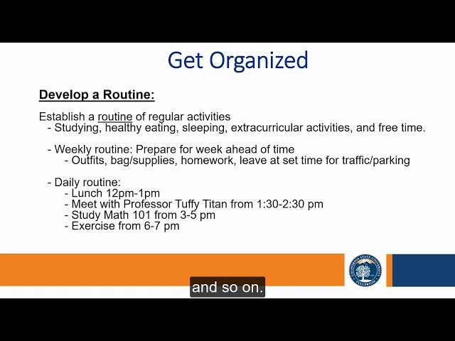 Organization & Time Management - DSS Study Skills Series