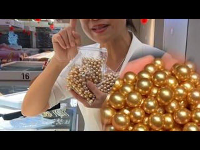 仟数绝色浓金 金珠 青姐带你中缅边境淘珍珠#青姐翡翠 #珍珠 #缅甸金珠 #首饰 DOU@旧朝秘事