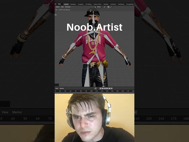 Noob vs Pro artist: animating a character #blendertutorial #blender #blendercommunity #blender3d