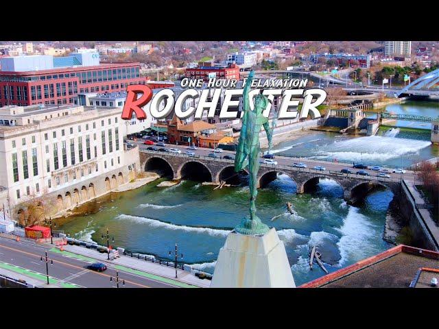 Rochester, New York - One Hour Relaxation Ambient - Drone Footage - Solo Piano