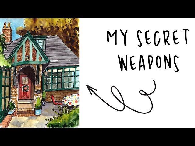 How I Add Contrast to my Ink and Watercolour Sketches // My Secret Weapons!! 