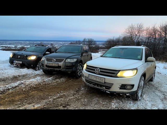 Dacia Duster 4x4 VS Volkswagen Tiguan VS Touareg Snow Offroad 2024