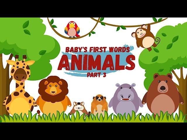 Baby's First Words ANIMALS for Baby, Toddlers, Kids | Learn Animals Vocabulary English | Part 3