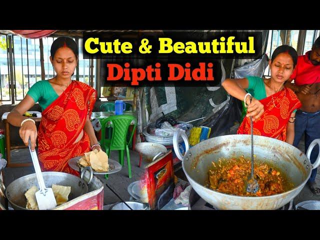 Cute & Beautiful Dipti Didi Working Hard and Selling Food On street | Indian Street Food