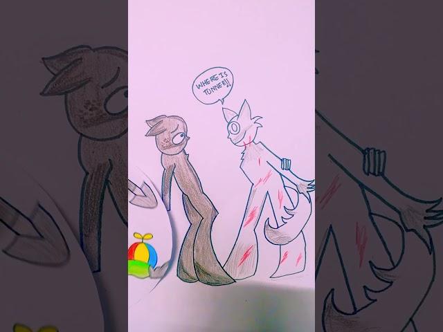 What does grey tries to hide from Wenda||harpy hare meme||#incredibox #art #drawing #shorts