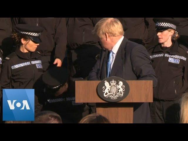 Police Trainee Falls Ill During British PM Boris Johnson Speech