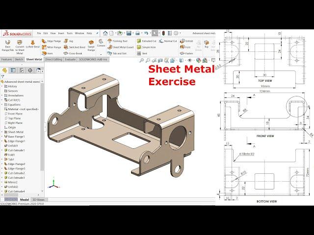 Advanced Sheet metal Exercise in SolidWorks