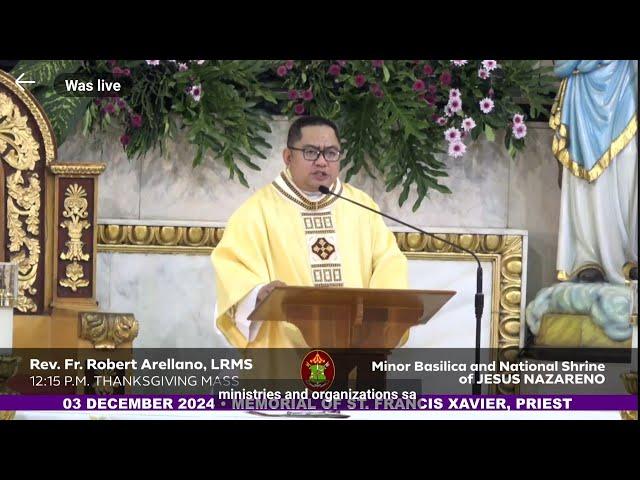 QUIAPO CHURCH LIVE TV MASS TODAY 12:15 PM DECEMBER 03, 2024 TUESDAY