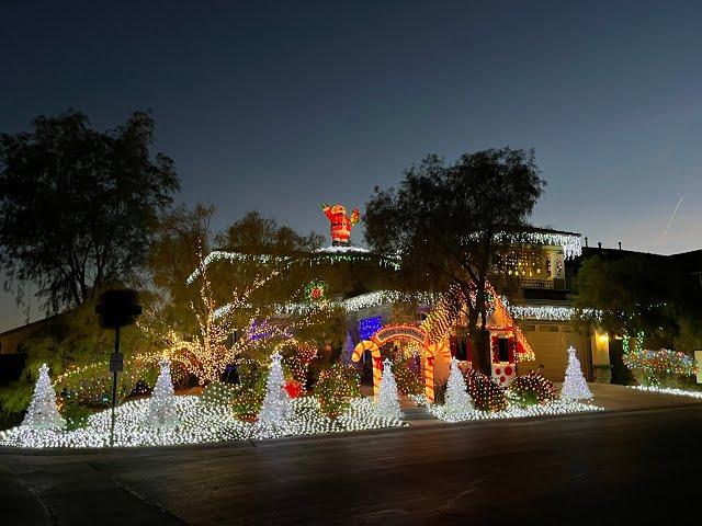 Mountains Edge Las Vegas Christmas 2023 Night Walk With Santa's Work Shop and manger