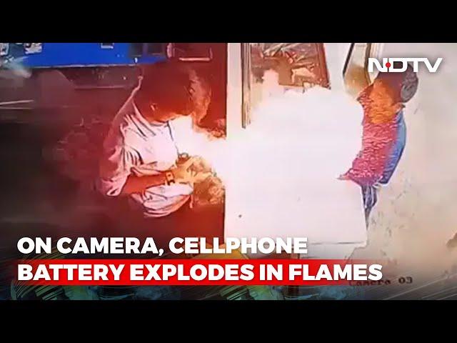 On Camera, Cellphone Battery Explodes In Flames