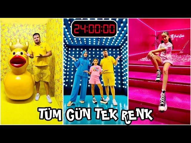 ELİF SİNEM 24 SAAT TÜM GÜN TEK RENK CHALLENGE !! MAVİ- PEMBE - SARI !!