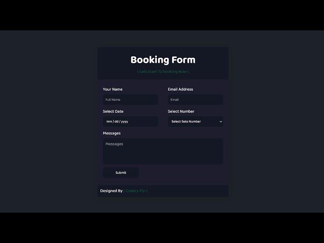 How To Make Booking Form   Booking Form Using HTML CSS  How To Create Booking Form  opesofers