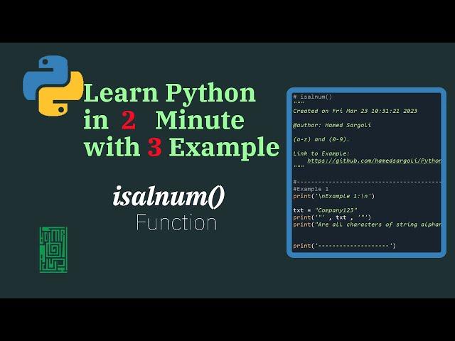 آموزش توابع استرینگ در پایتون  -  Learn "isalnum" string method  in 2 minute