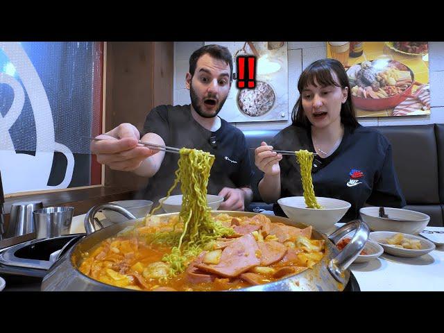 Why Does Korean Spam Taste Different?! Trying Korean Army Stew in Korea! Mukbang budae jjigae