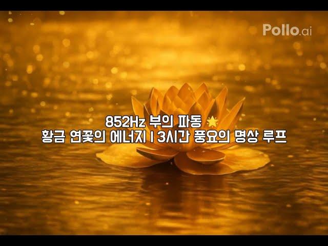 부와 재화를 부르는 852Hz 부의 파동  황금 연꽃의 에너지 | 3시간 풍요의 명상 루프