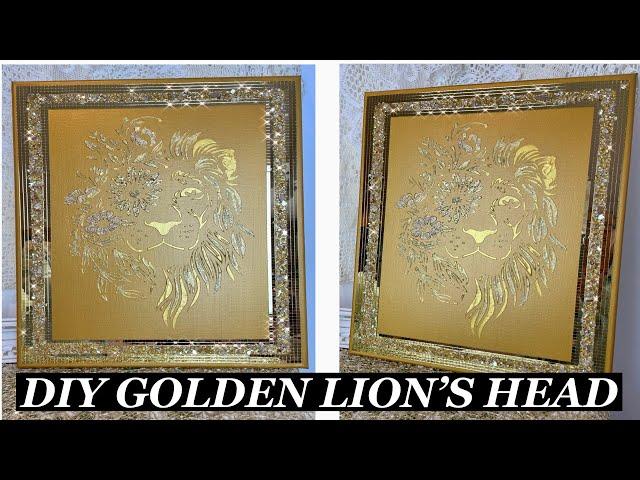 DIY Bling Canvas / Gold / Lion’s Head Stencil